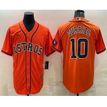 Men's Houston Astros #10 Yuli Gurriel Orange With Patch Stitched MLB Cool Base Nike Jersey