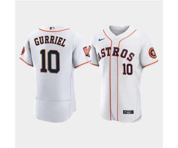 Men's Houston Astros #10 Yuli Gurriel White 60th Anniversary Flex Base Stitched Baseball Jersey