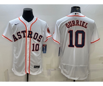 Men's Houston Astros #10 Yuli Gurriel White Stitched MLB Flex Base Nike Jersey