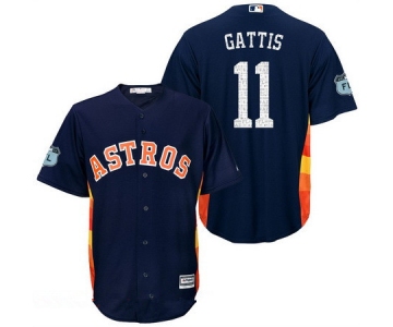 Men's Houston Astros #11 Evan Gattis Navy Blue 2017 Spring Training Stitched MLB Majestic Cool Base Jersey