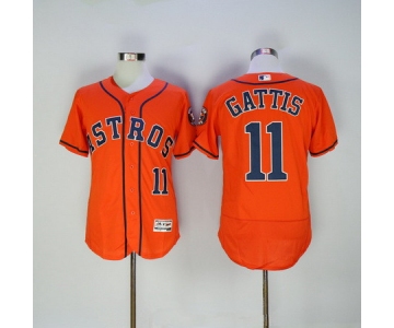 Men's Houston Astros #11 Evan Gattis Orange Stitched MLB 2016 Majestic Flex Base Jersey