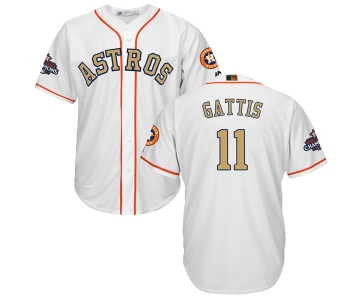 Men's Houston Astros #11 Evan Gattis White 2018 Gold Program Cool Base Stitched MLB Jersey