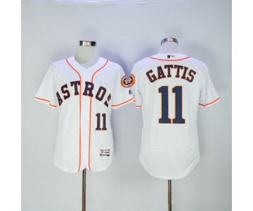 Men's Houston Astros #11 Evan Gattis White Home Stitched MLB 2016 Majestic Flex Base Jersey