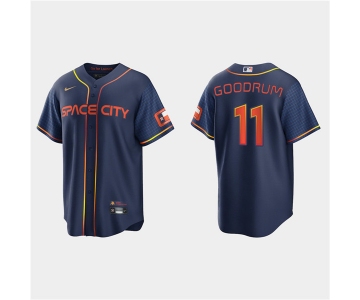 Men's Houston Astros #11 Niko Goodrum 2022 Navy City Connect Cool Base Stitched Jersey