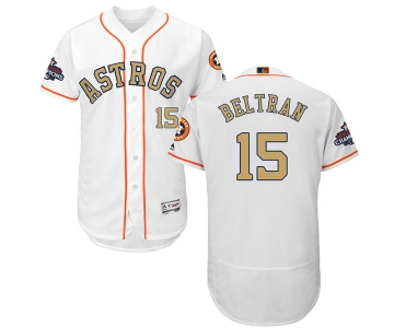 Men's Houston Astros #15 Carlos Beltran White 2018 Gold Program Flexbase Stitched MLB Jersey