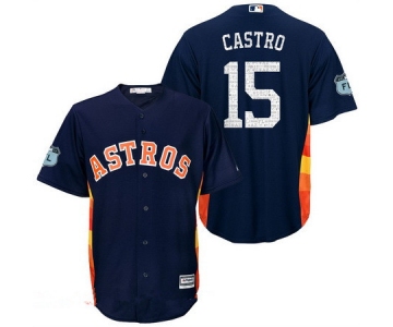 Men's Houston Astros #15 Jason Castro Navy Blue 2017 Spring Training Stitched MLB Majestic Cool Base Jersey