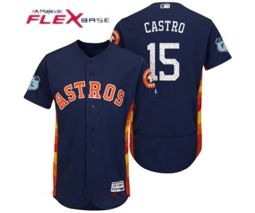 Men's Houston Astros #15 Jason Castro Navy Blue 2017 Spring Training Stitched MLB Majestic Flex Base Jersey