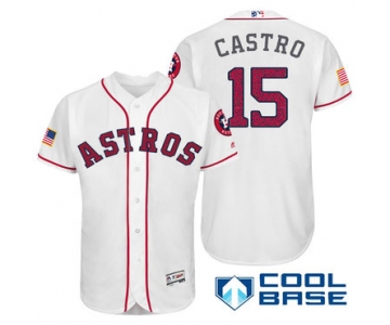 Men's Houston Astros #15 Jason Castro White Stars & Stripes Fashion Independence Day Stitched MLB Majestic Cool Base Jersey