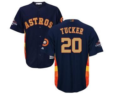 Men's Houston Astros #20 Preston Tucker Navy Blue 2018 Gold Program Cool Base Stitched MLB Jersey