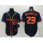 Men's Houston Astros #23 Michael Brantley Number 2022 Navy Blue City Connect Cool Base Stitched Jersey