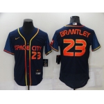 Men's Houston Astros #23 Michael Brantley Number 2022 Navy Blue City Connect Flex Base Stitched Baseball Jersey