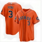 Men's Houston Astros #3 Jeremy Peña Orange 2022 World Series Home Stitched Baseball Jersey