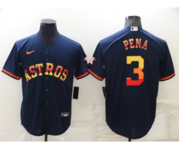 Men's Houston Astros #3 Jeremy Pena Navy Blue Rainbow Stitched MLB Cool Base Nike Jersey