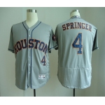 Men's Houston Astros #4 George Springer Gray Road Stitched MLB Majestic Cool Base Jersey