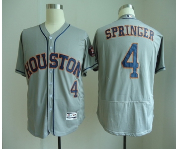Men's Houston Astros #4 George Springer Gray Road Stitched MLB Majestic Cool Base Jersey