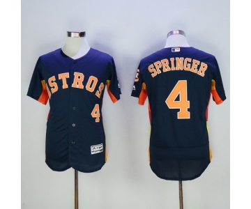 Men's Houston Astros #4 George Springer Navy Blue 2016 Flexbase Majestic Baseball Jersey