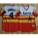 Men's Houston Astros #4 George Springer Orange Rainbow Cooperstown Stitched MLB Cool Base Nike Jersey