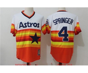 Men's Houston Astros #4 George Springer Orange Rainbow Cooperstown Stitched MLB Majestic Cool Base Jersey