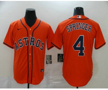 Men's Houston Astros #4 George Springer Orange Stitched MLB Cool Base Nike Jersey