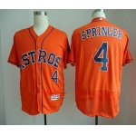 Men's Houston Astros #4 George Springer Orange Stitched MLB Majestic Flex Base Jersey