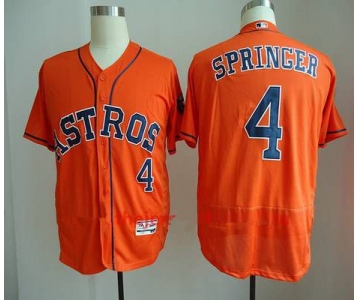 Men's Houston Astros #4 George Springer Orange Stitched MLB Majestic Flex Base Jersey