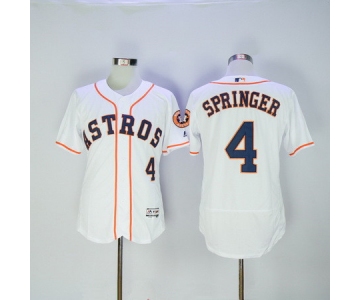 Men's Houston Astros #4 George Springer White Home Stitched MLB 2016 Majestic Flex Base Jersey