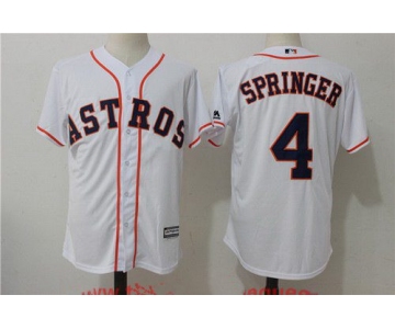 Men's Houston Astros #4 George Springer White Home Stitched MLB Majestic Cool Base Jersey