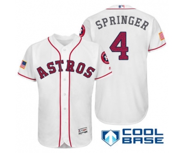 Men's Houston Astros #4 George Springer White Stars & Stripes Fashion Independence Day Stitched MLB Majestic Cool Base Jersey