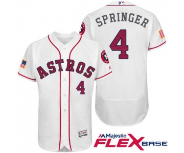 Men's Houston Astros #4 George Springer White Stars & Stripes Fashion Independence Day Stitched MLB Majestic Flex Base Jersey