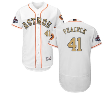 Men's Houston Astros #41 Brad Peacock White 2018 Gold Program Flexbase Stitched MLB Jersey