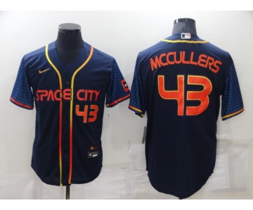 Men's Houston Astros #43 Lance McCullers Jr Number 2022 Navy Blue City Connect Cool Base Stitched Jersey