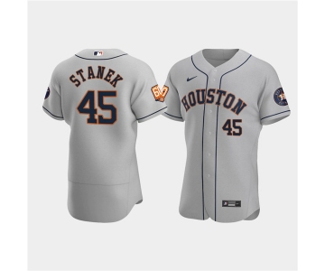 Men's Houston Astros #45 Ryne Stanek Gray 60th Anniversary Flex Base Stitched Baseball Jersey