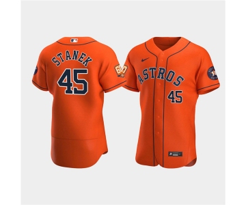 Men's Houston Astros #45 Ryne Stanek Orange 60th Anniversary Flex Base Stitched Baseball Jersey