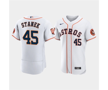 Men's Houston Astros #45 Ryne Stanek White 60th Anniversary Flex Base Stitched Baseball Jersey