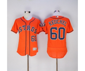 Men's Houston Astros #60 Dallas Keuchel Orange Stitched MLB 2016 Majestic Flex Base Jersey