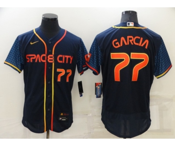 Men's Houston Astros #77 Luis Garcia 2022 Number Navy Blue City Connect Flex Base Stitched Baseball Jersey