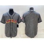 Men's Houston Astros Blank Grey With Patch Cool Base Stitched Baseball Jersey