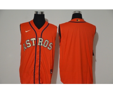 Men's Houston Astros Blank Orange Gold 2020 Cool and Refreshing Sleeveless Fan Stitched MLB Nike Jersey