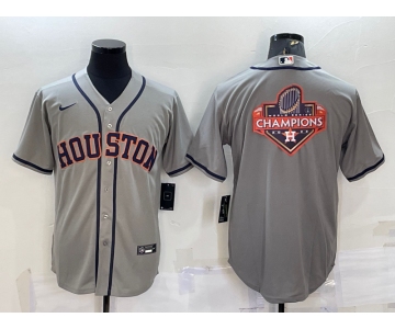 Men's Houston Astros Grey Champions Big Logo Stitched MLB Cool Base Nike Jersey