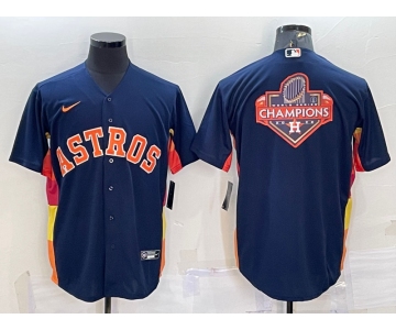 Men's Houston Astros Navy Blue Champions Big Logo Stitched MLB Cool Base Nike Jersey