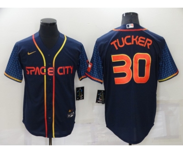 Men's Houston Astros #30 Kyle Tucker 2022 Navy City Connect Cool Base Stitched Jersey