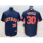 Men's Houston Astros #30 Kyle Tucker Number Navy Blue With Patch Stitched MLB Cool Base Nike Jersey