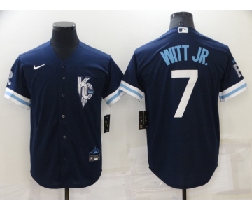 Men's Kansas City Royals #7 Bobby Witt Jr. 2022 Navy City Connect Cool Base Stitched Jersey