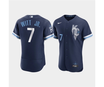 Men's Kansas City Royals #7 Bobby Witt Jr. 2022 Navy City Connect Flex Base Stitched MLB Jersey