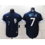 Men's Kansas City Royals #7 Bobby Witt Jr. Number 2022 Navy City Connect Cool Base Stitched Jersey