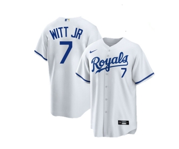 Men's Kansas City Royals #7 Bobby Witt Jr. White Cool Base Stitched Jersey