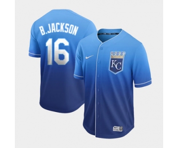 Men's Kansas City Royals 16 Bo Jackson Blue Drift Fashion Jersey