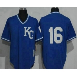 Men's Kansas City Royals #16 Bo Jackson KC Navy Blue Pullover Throwback Jersey By Mitchell & Ness