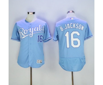 Men's Kansas City Royals #16 Bo Jackson Retired Light Blue 2016 Flexbase Majestic Baseball Jersey