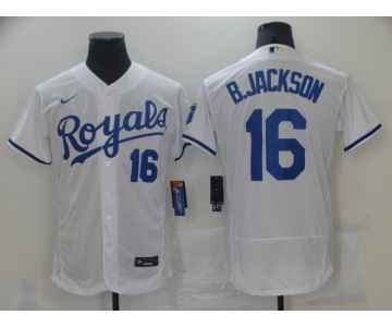 Men's Kansas City Royals #16 Bo Jackson White Stitched MLB Flex Base Nike Jersey